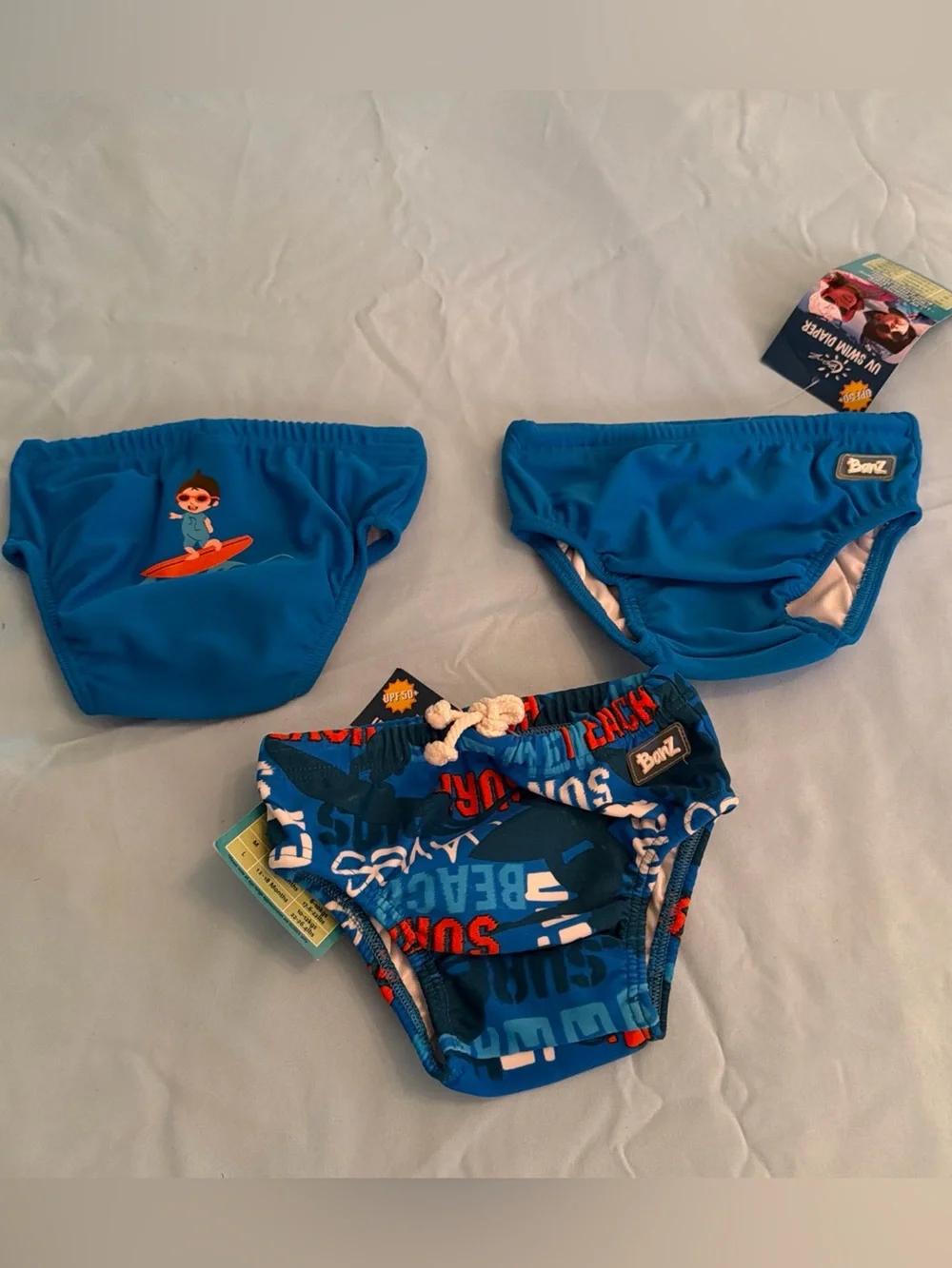 Blue Baby Swim Nappy / Swim Diaper - 3-6 months Set of 3
